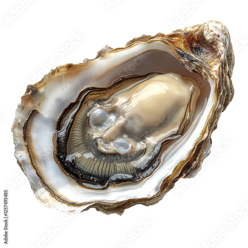 Fresh raw oyste isolated on transparent background, PNG