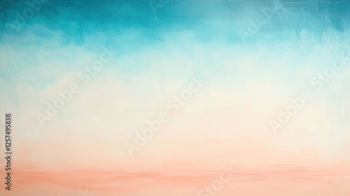 Tranquil Watercolor Sky: A Serene Blend of Teal and Peach Hues