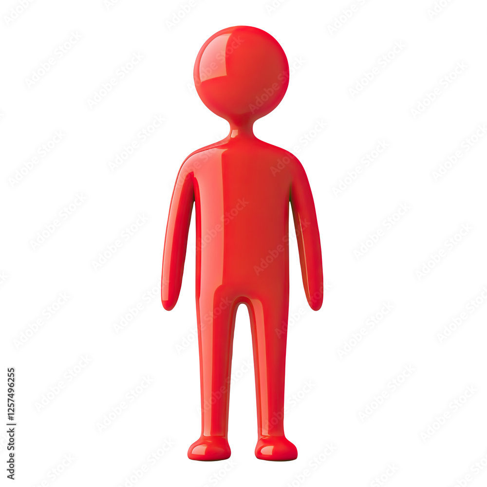 Red figure standing, white background, 3D render, graphic design Red figure standing, white background, 3D render, graphic design
