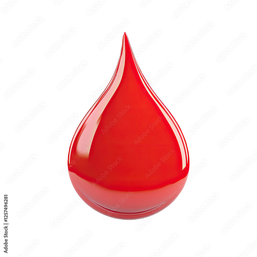 Fototapeta premium Red drop, isolated, white background, medical symbol