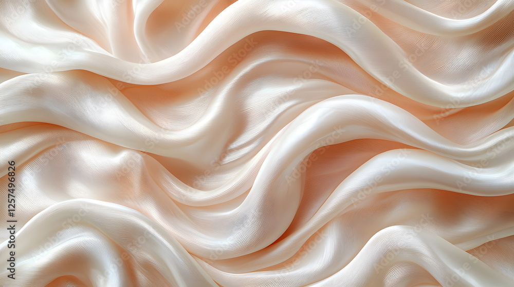 Obraz premium Soft silky fabric draping elegantly with smooth waves and gentle light reflections in pastel tones