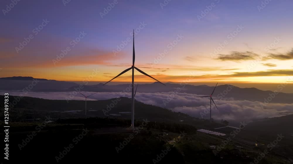 Wind Turbines on Cau Dat Tea Hill, Dalat, Vietnam Wind Turbines on Cau Dat Tea Hill, Dalat, Vietnam