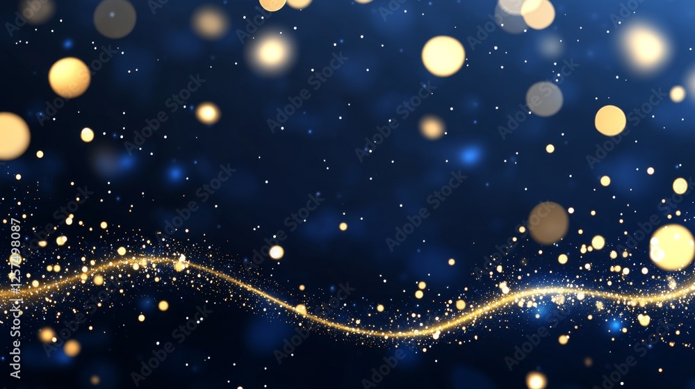 Obraz premium a blue and gold background with bokeh lights