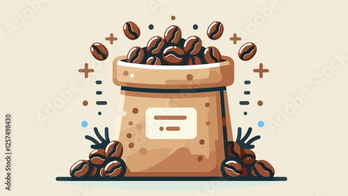 A sack of coffee in flat style