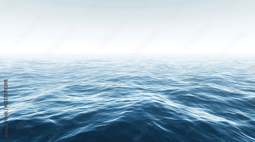 Serene ocean waves under a clear sky, depicting tranquility and vastness of nature Serene ocean waves under a clear sky, depicting tranquility and vastness of nature