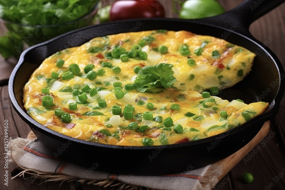Savory Frittata with Potato, Bacon, Cheese, and Green Peas. A Delicious Italian Dish for Breakfast, Lunch, or Any Meal Savory Frittata with Potato, Bacon, Cheese, and Green Peas. A Delicious Italian Dish for Breakfast, Lunch, or Any Meal