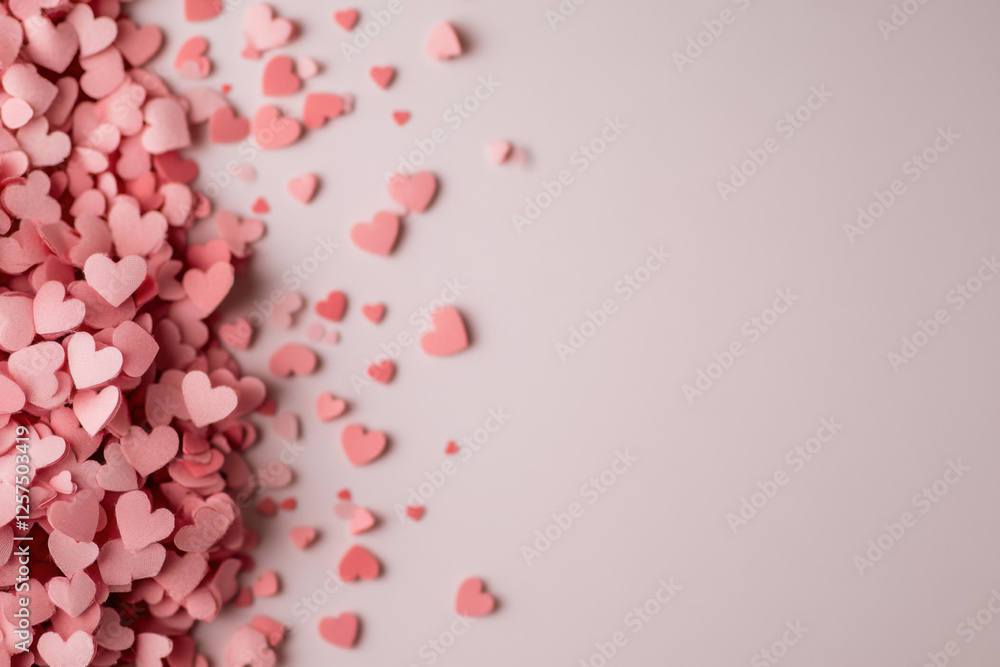 Pink hearts creating romantic atmosphere on valentine's day Pink hearts creating romantic atmosphere on valentine's day