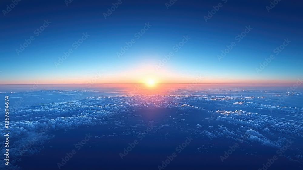 Fototapeta premium A breathtaking sunrise over a serene ocean, casting warm hues across the clouds and sky