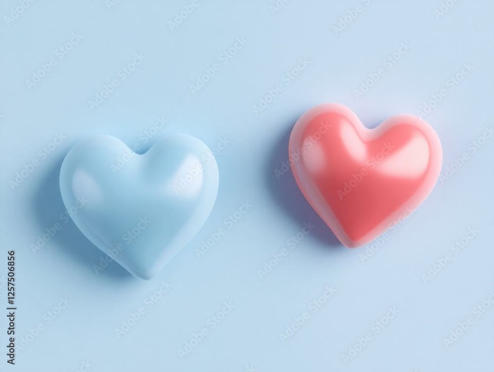 Fototapeta premium two hearts on a blue background