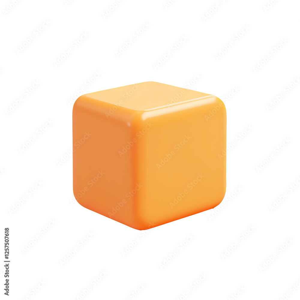 Orange cube on white background, studio shot, product display Orange cube on white background, studio shot, product display