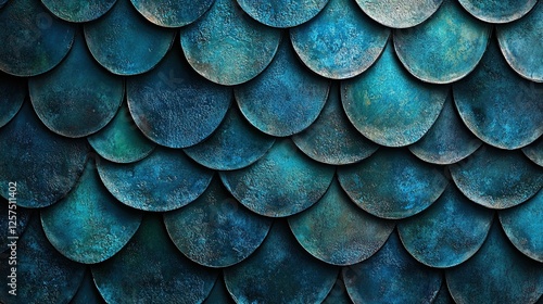 Wallpaper Mural A seamless fish scale pattern in shimmering blues and greens. Torontodigital.ca