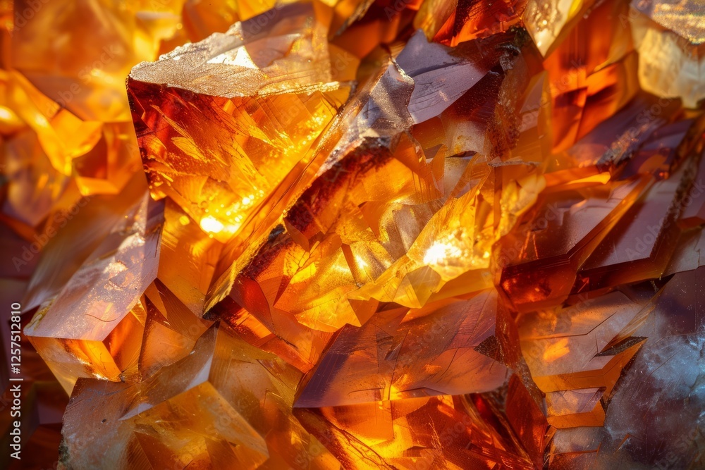 Shimmering amber crystals in warm light. AI image Shimmering amber crystals in warm light. AI image