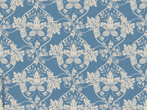 Seamless pattern in modern damask style for fabric, tapestry, wallpaper, wrapping paper.