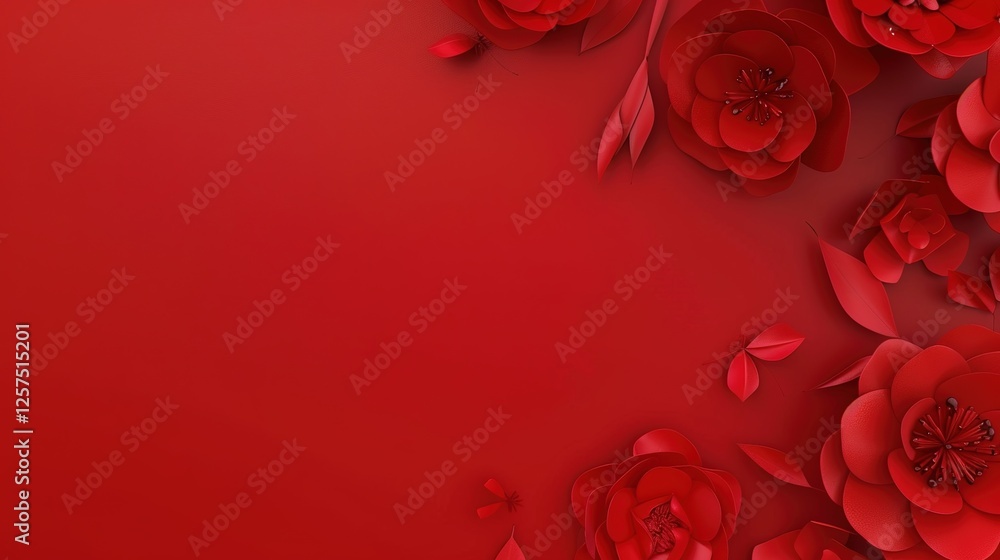 Naklejka premium Festive red - toned Women's Day background: Fiery Red Glow, Demonstrating Women's Distinguished Demeanor