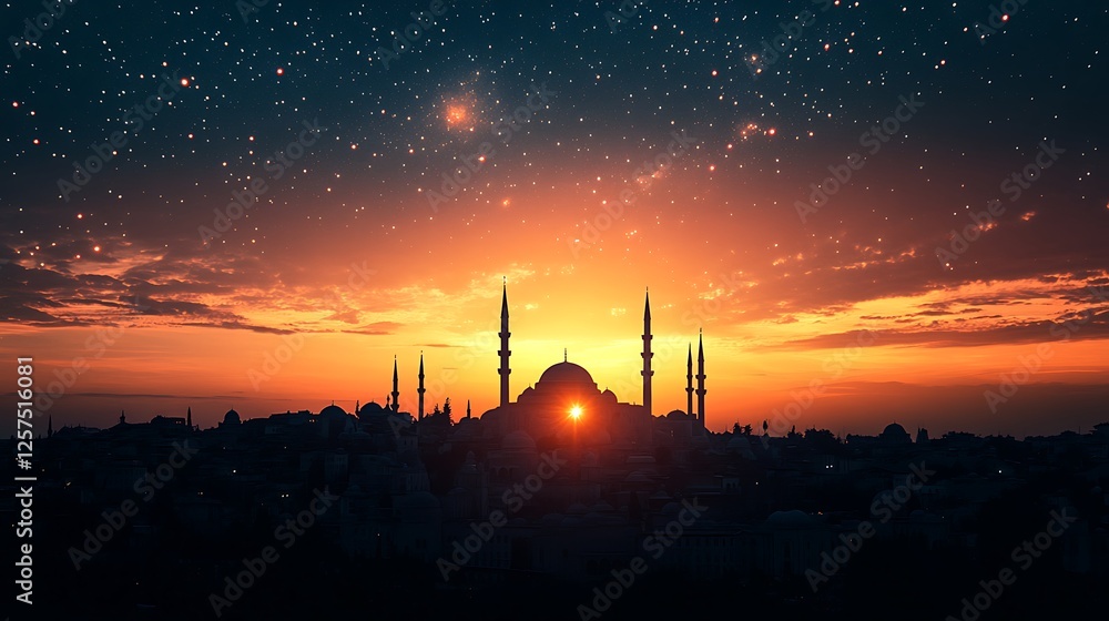 Naklejka premium mosque in night