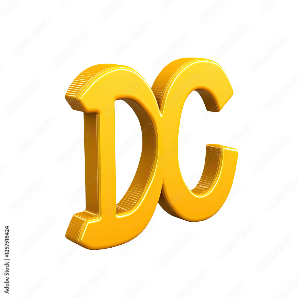 Golden DC initials, 3D render, white background, logo design Golden DC initials, 3D render, white background, logo design