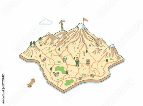 Topographic Travel Map for Adventure Seekers