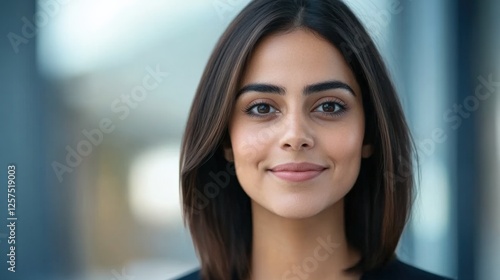 Free Download businesswoman portrait smiling in an office setting - GFXLoad