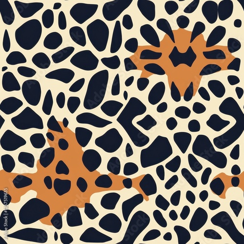 Abstract Leopard Print Pattern with Geometric Shapes in Bold Colors