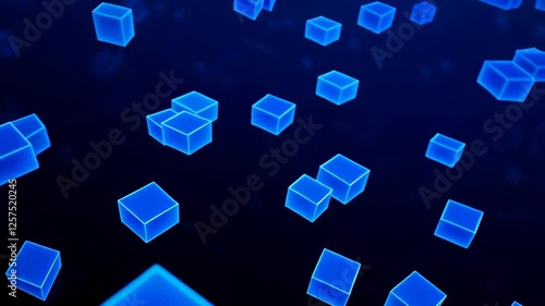Floating Blue Cubes in Digital Space