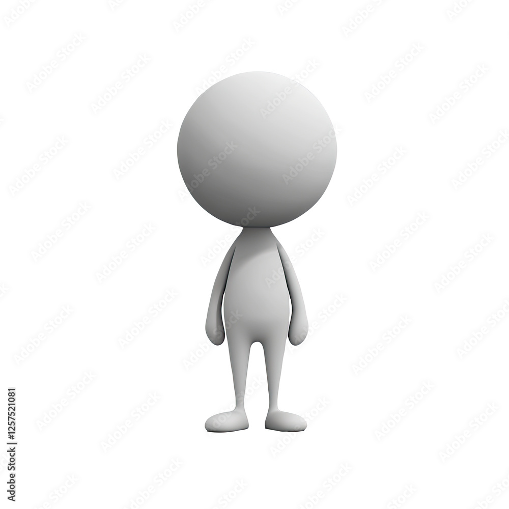 3D figure standing, white background,  presentation use