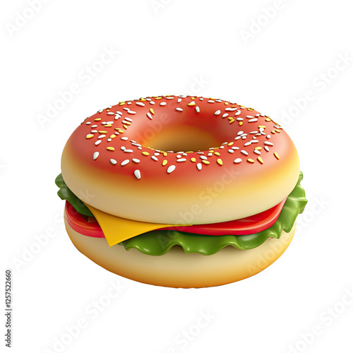 3D bagel sandwich, studio shot, white background, food ad