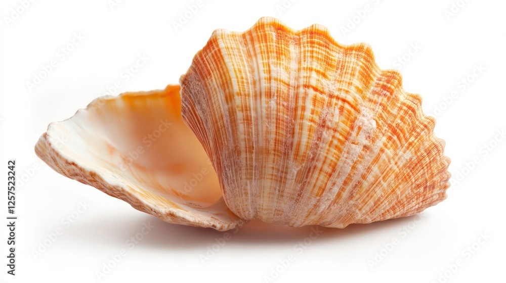 Single orange seashell isolated on white background. Single orange seashell isolated on white background.