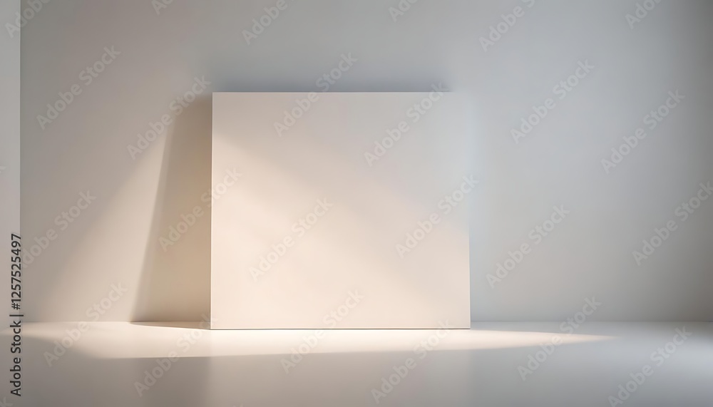 Fototapeta premium A blank white canvas standing in a minimalist, sunlit room.