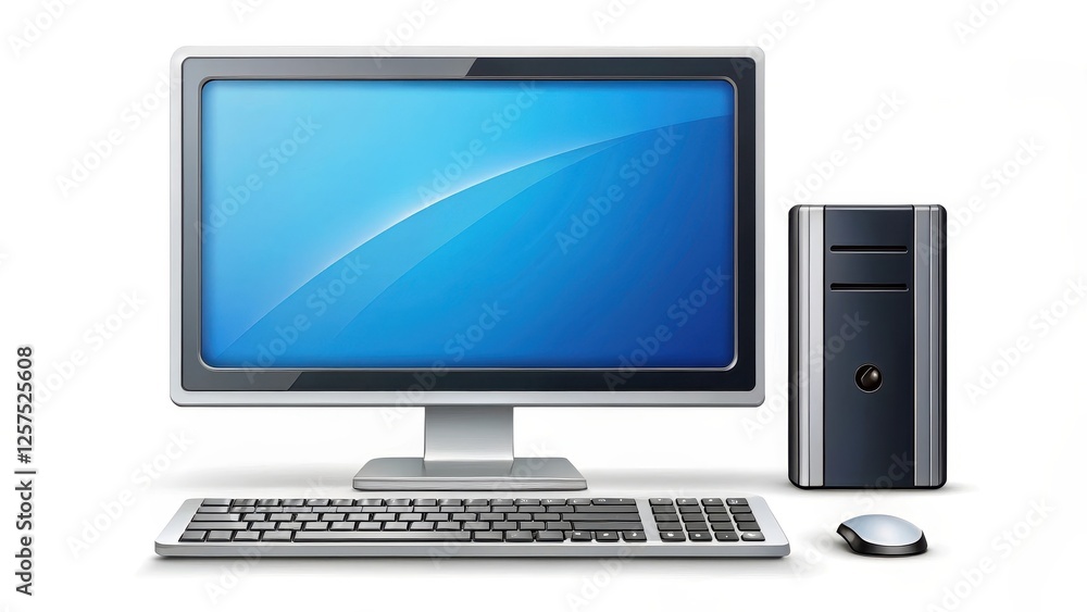 Desktop Computer System on White Background Desktop Computer System on White Background