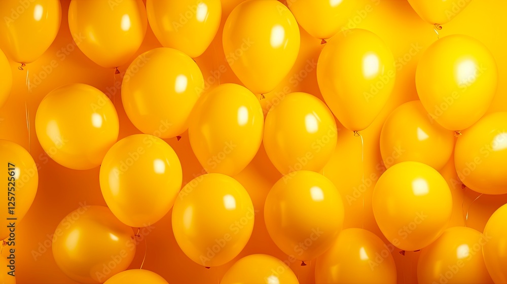 Yellow Balloons Float in Celebration. Festive Balloon Décor for Holidays, Openings or Performances on Abstract Background Yellow Balloons Float in Celebration. Festive Balloon Décor for Holidays, Openings or Performances on Abstract Background