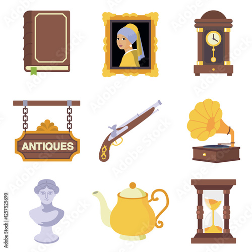 Set of antiques icons