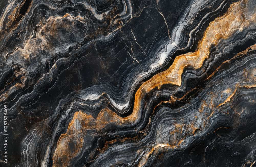 Black marble background with dark gray swirls, top view, close-up, texture, high resolution. Black marble background with dark gray swirls, top view, close-up, texture, high resolution.