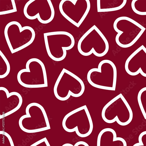 pattern with white hearts on red background.Valentines day