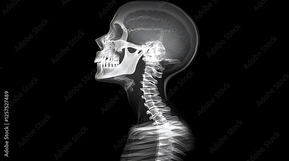 X-ray of the cervical spine and skull, wallpaper, health care of the body X-ray of the cervical spine and skull, wallpaper, health care of the body
