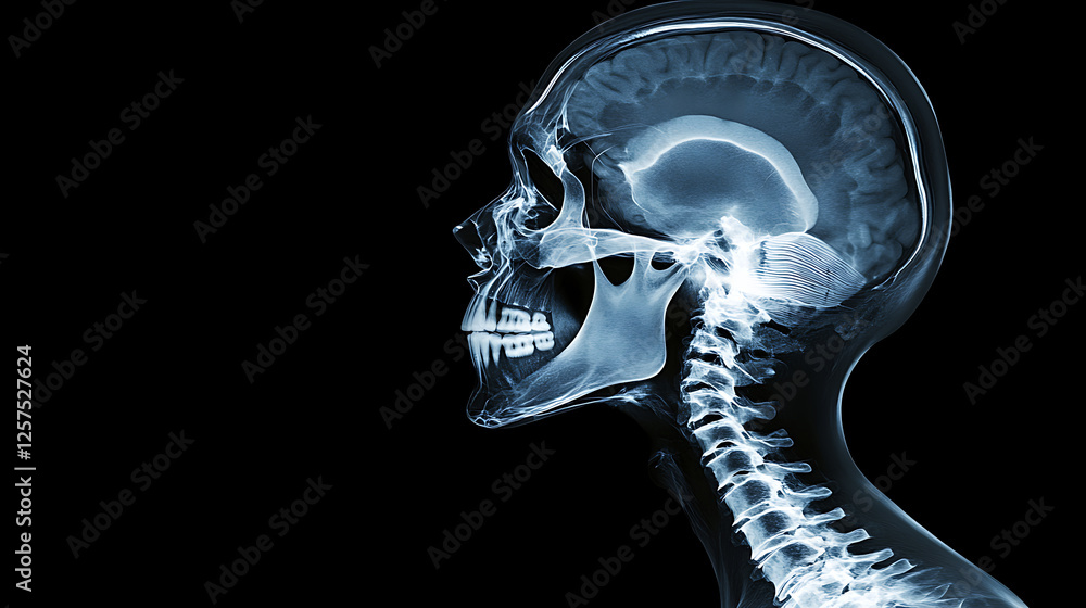 X-ray of the cervical spine and skull, wallpaper, health care of the body X-ray of the cervical spine and skull, wallpaper, health care of the body