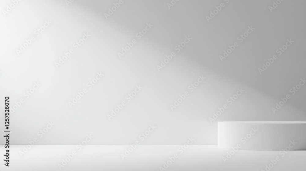 Minimalist White Room with Platform and Soft Light Minimalist White Room with Platform and Soft Light