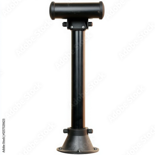 A tall, vertical black pole with a rounded top, designed for a specific functional purpose, likely related to equipment or machinery. photo