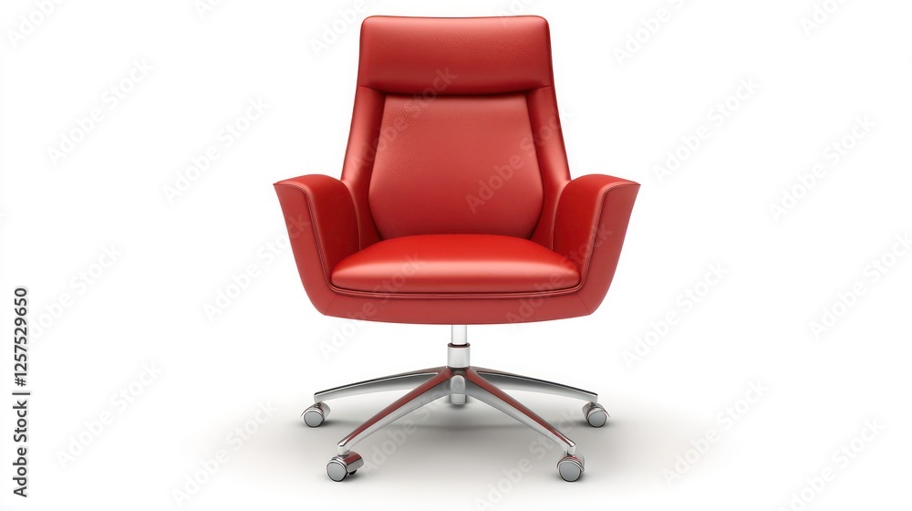Fototapeta premium Red executive office chair on white background.