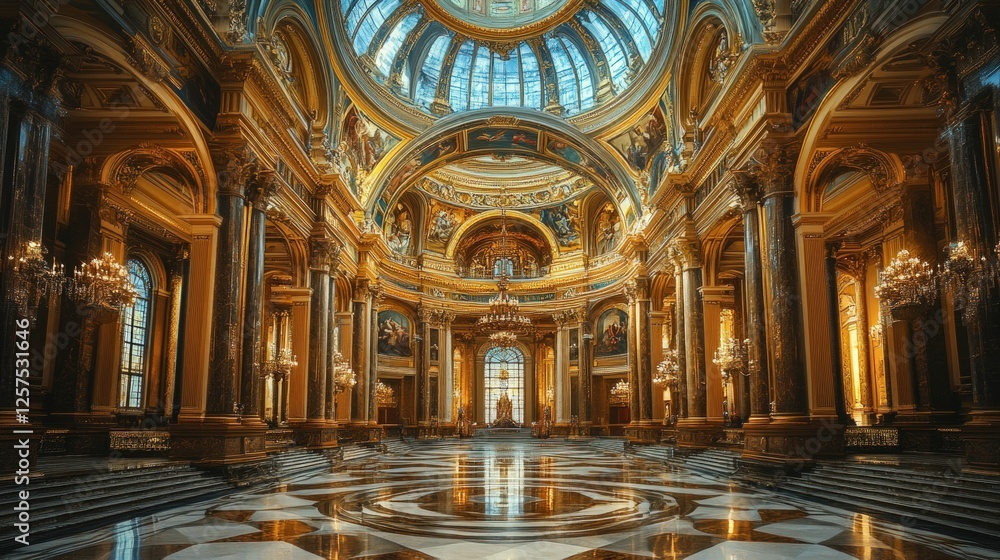 Fototapeta premium Gilded hall, opulent architecture, stunning interior.