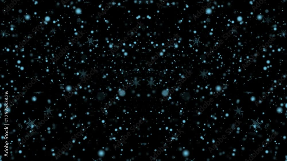 Abstract Blue snow falling Background | Different snow particles falling down on a black background | Snowflakes falling motion Graphic, Falling particles motion Graphic Abstract Blue snow falling Background | Different snow particles falling down on a black background | Snowflakes falling motion Graphic, Falling particles motion Graphic