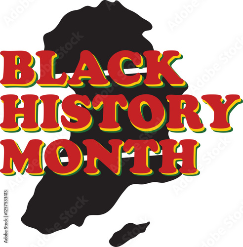 Black history month African American history celebration vector illustration design with black silhouette map