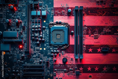 Wallpaper Mural Circuit Board Technology Abstract Red and Blue Design Torontodigital.ca