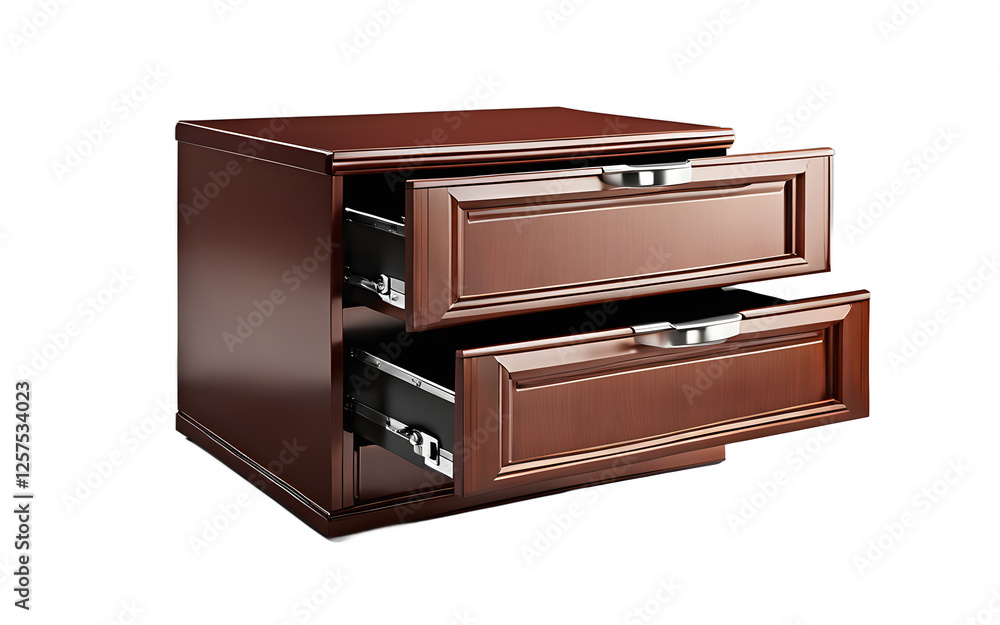 A desktop filing cabinet with two drawers, isolated on a empty plain background A desktop filing cabinet with two drawers, isolated on a empty plain background