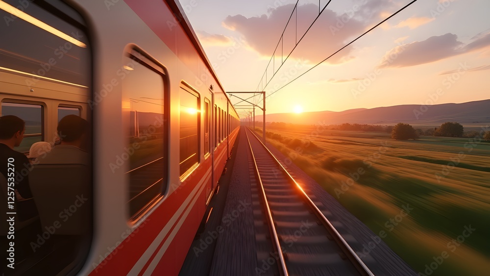 Obraz premium Chasing the sunset train light