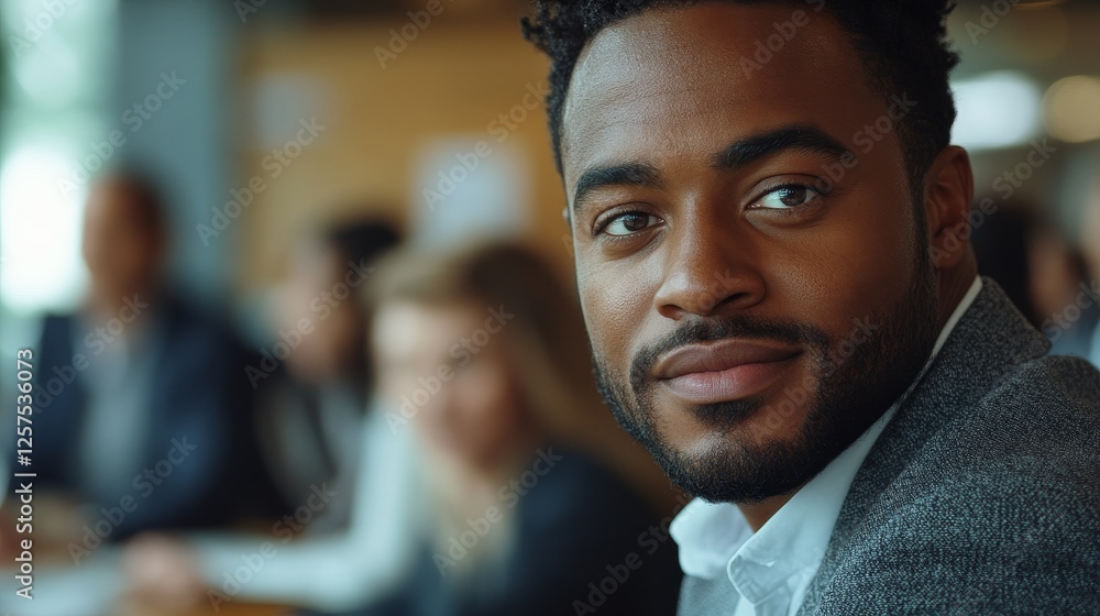 Obraz premium Confident Black Businessman Portrait Office Meeting