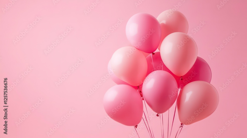 Cluster of pink balloons against a pink background. Cluster of pink balloons against a pink background.