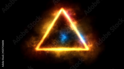 Wallpaper Mural Glowing Neon Triangle in Smoky Atmosphere Torontodigital.ca