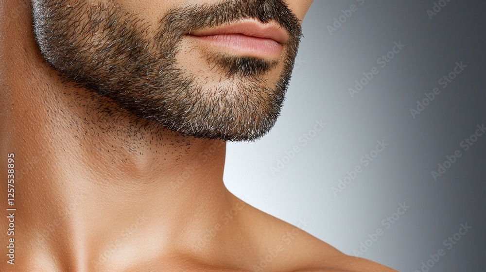 Fototapeta premium A close up of a man's face with a beard
