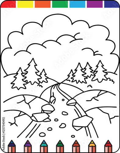 Hurricane Storms and Strong Winds Fun Coloring Page for Natural Disaster Awareness, Wildfires in Nature A Detailed Coloring Page for Kids and Adults