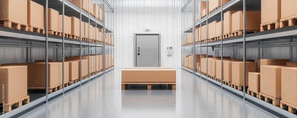 Fototapeta premium AI-enhanced packaging facility optimizing product placement for efficient shipping